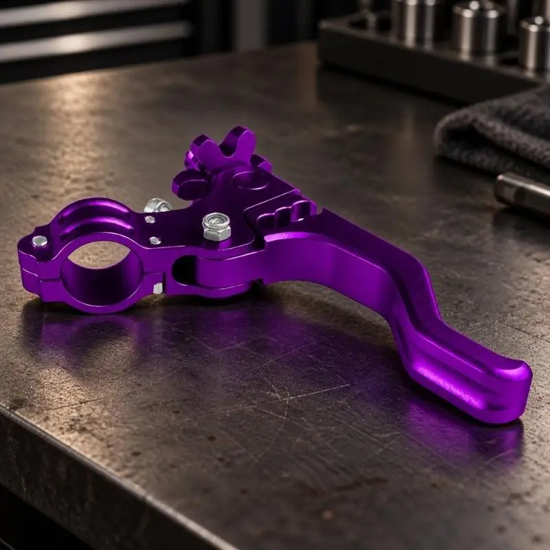 Replacement Motorcycle Clutch Lever Assembly with Anodized Aluminum Construction and Short 2-Finger Control Format New