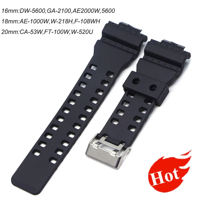 16mm 18mm 20mm 22mm For casio Watches Watchband Silicone Rubber Bands EF Replace Electronic Wristwatch Band Sports Watch Straps