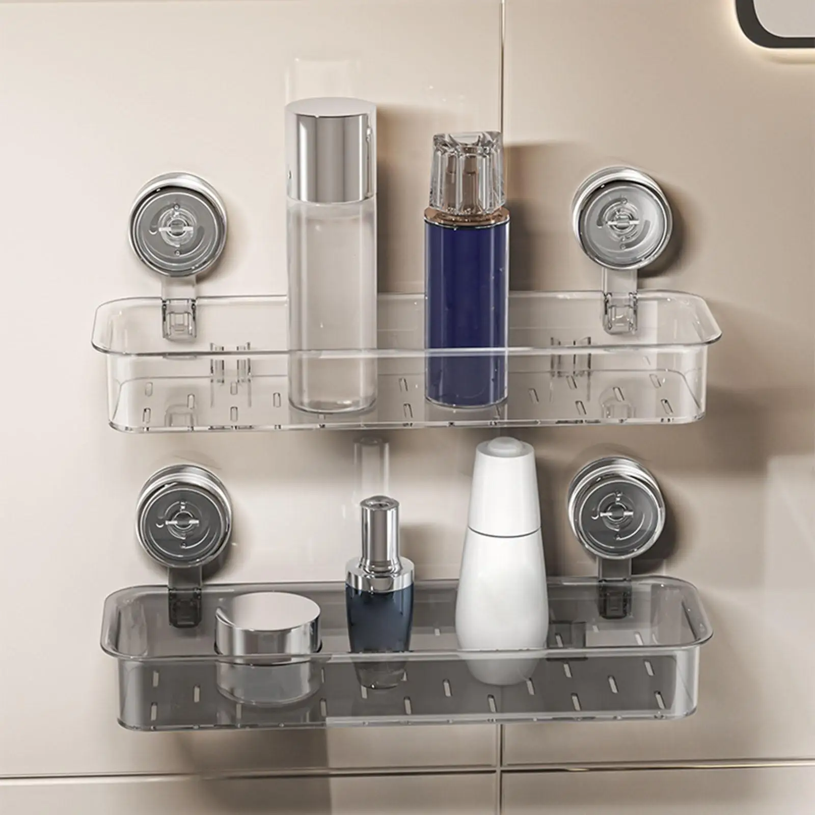 

Suction Cup Shower Shelf Portable Shower Basket Multifunctional Bathroom Shower Organizer for Laundry Room Kitchen Accessories