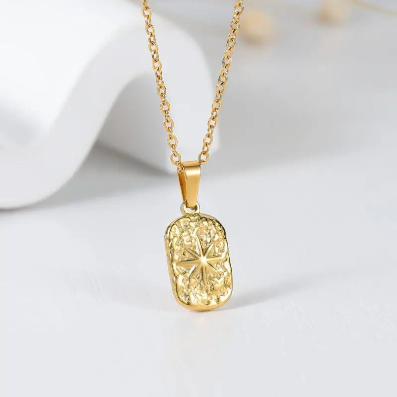 Achtzackiger Stern-Anhänger, Halsketten für Herren, Kompass, Edelstahlschmuck, Geschenk – Detail 3