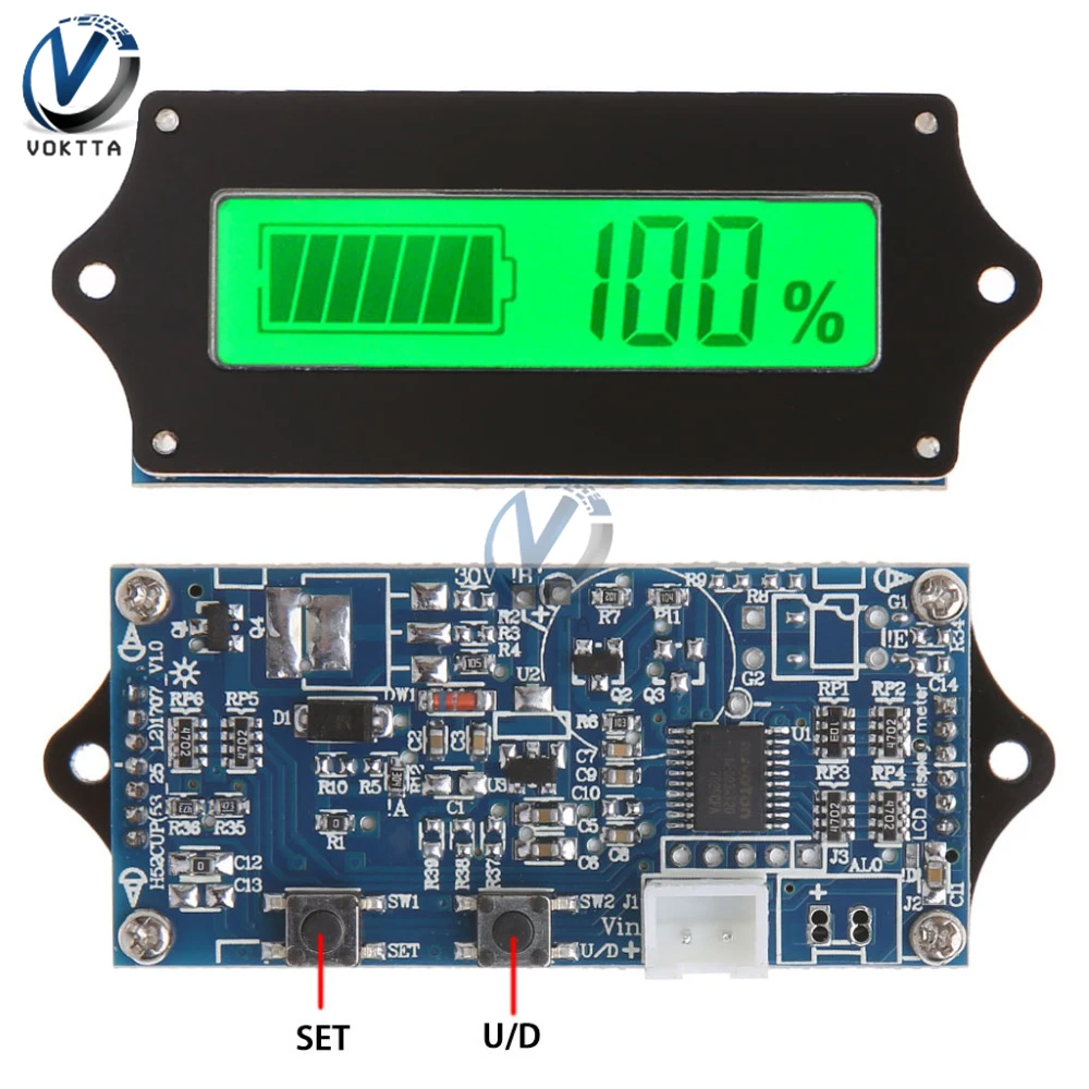 DC6-63V Digital Voltmeter Lithium Battery Capacity Indicator Voltage Tester Battery Capacity Tester Battery Power Level Monitor