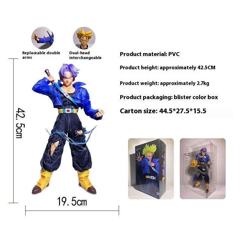 

42cm Dragon Ball Trunks – Dual Portrait Bust With Interchangeable Heads & Hands (Anime Action Figure) Desktop Collection Toys