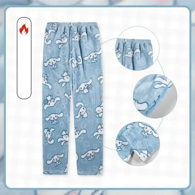 Anime feminino e masculino Pijama de flanela, PJ Fashion, Kawaii, Desenhos animados de lã, Casual Home, Mini, Sanrio, Kuromi, My Melody, Cinnamoroll