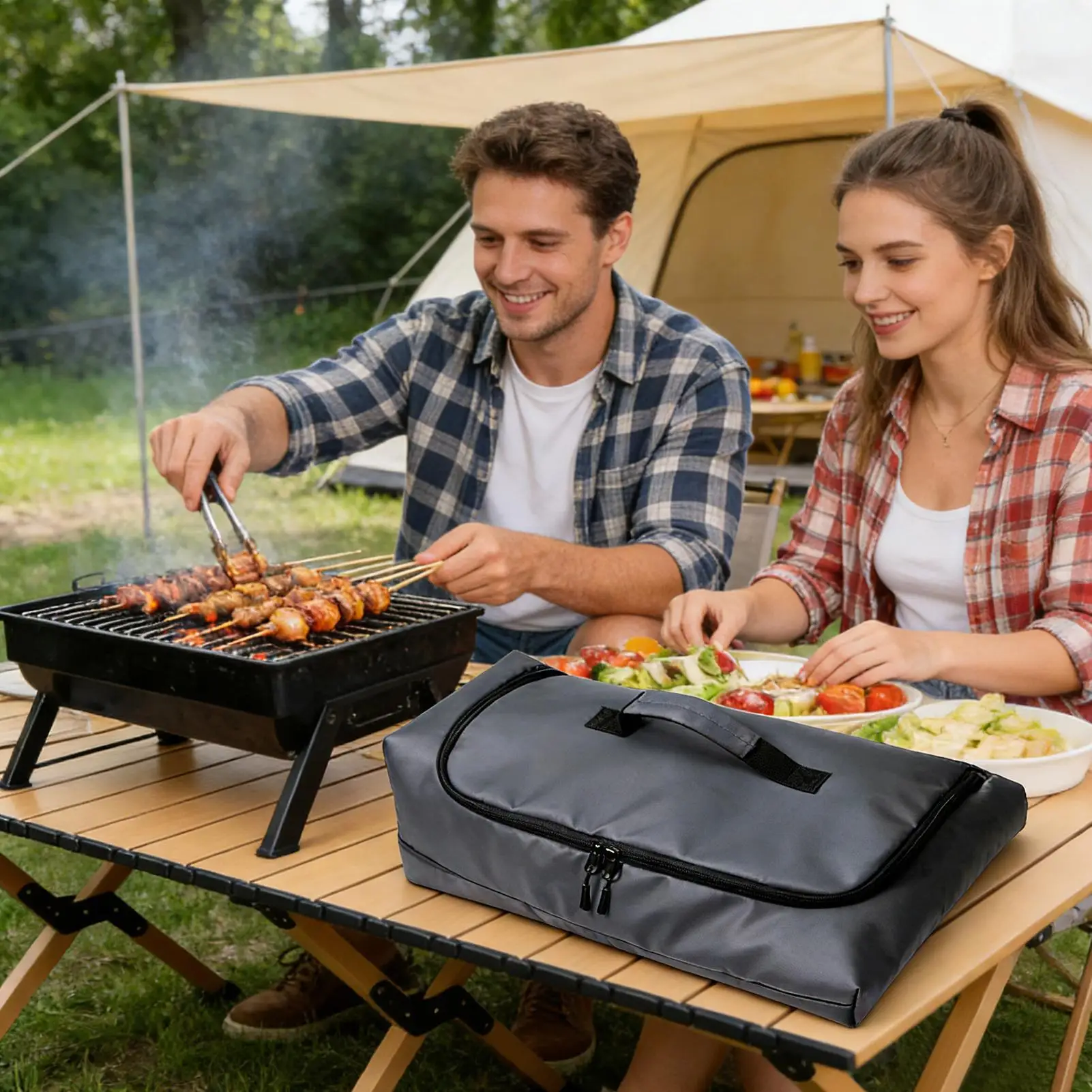

Camping Organizer Bags Leakproof Outdoor Cooking Tools Pouch Cookware Storage Bag For Forks Spoons Traveling Hiking BBQ Party
