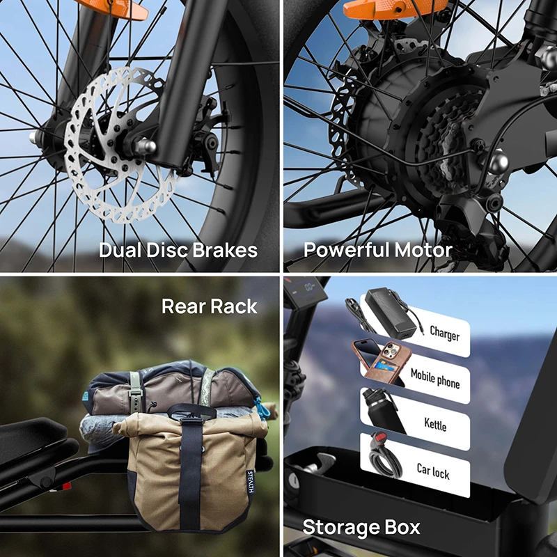 URLIFE T2 City Erwachsenen E-Bike 48V15.6AH Akku Stadtpendler Elektrofahrrad 20*4 Zoll Fette Reifen E-Fahrrad – Detail 8