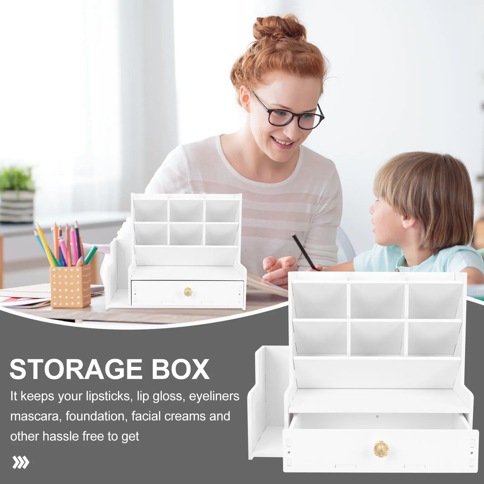 Multi-Layer Pen Storage Box Sturdy Lightweight Desktop Organizer for Pens Pencils Makeup Tools Remote Controls Home Office