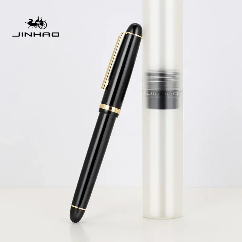 Imagem -06 - Jinhao Caneta-tinteiro com Clipe de Ouro Preto X350 Caneta Luxo ef f m Nib Tinta de Escrita Papelaria Escritório Escola Suprimentos Estudante