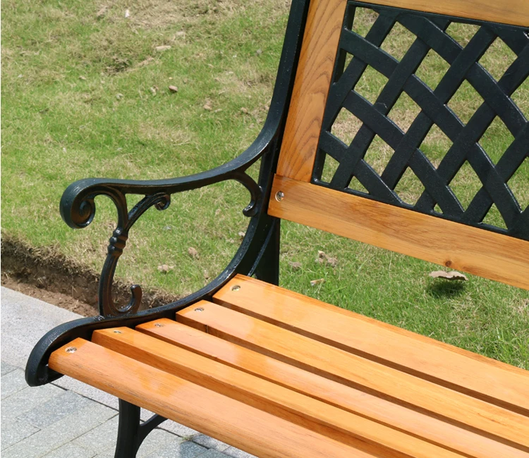 JMQ-G247K Hot Sale Cheap Public Park Bench Wooden Bench With Cast Iron Outdoor Bench