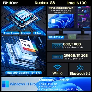 GMKtec-G3-Mini masaüstü bilgisayar, Intel, Göl, Kızılağaç, N100, Windows 11 Pro, 8 gb, 16 GB, DDR4, 256, 512 GB PCIe SSD, M. 2, wi-fi 6 ve BT5. 2 6 Büyük satış, bilgisayar masası ucuz-no. 2