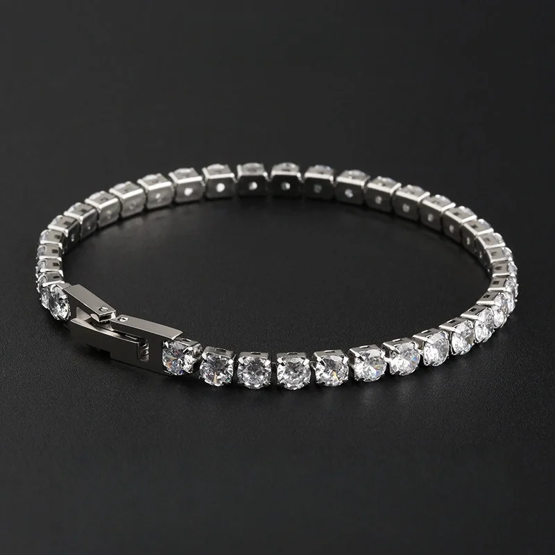 Damen Mode 4mm Zirkonia Tennis Armband Kristall Charm Designer Dünne Kette Hochzeitsschmuck