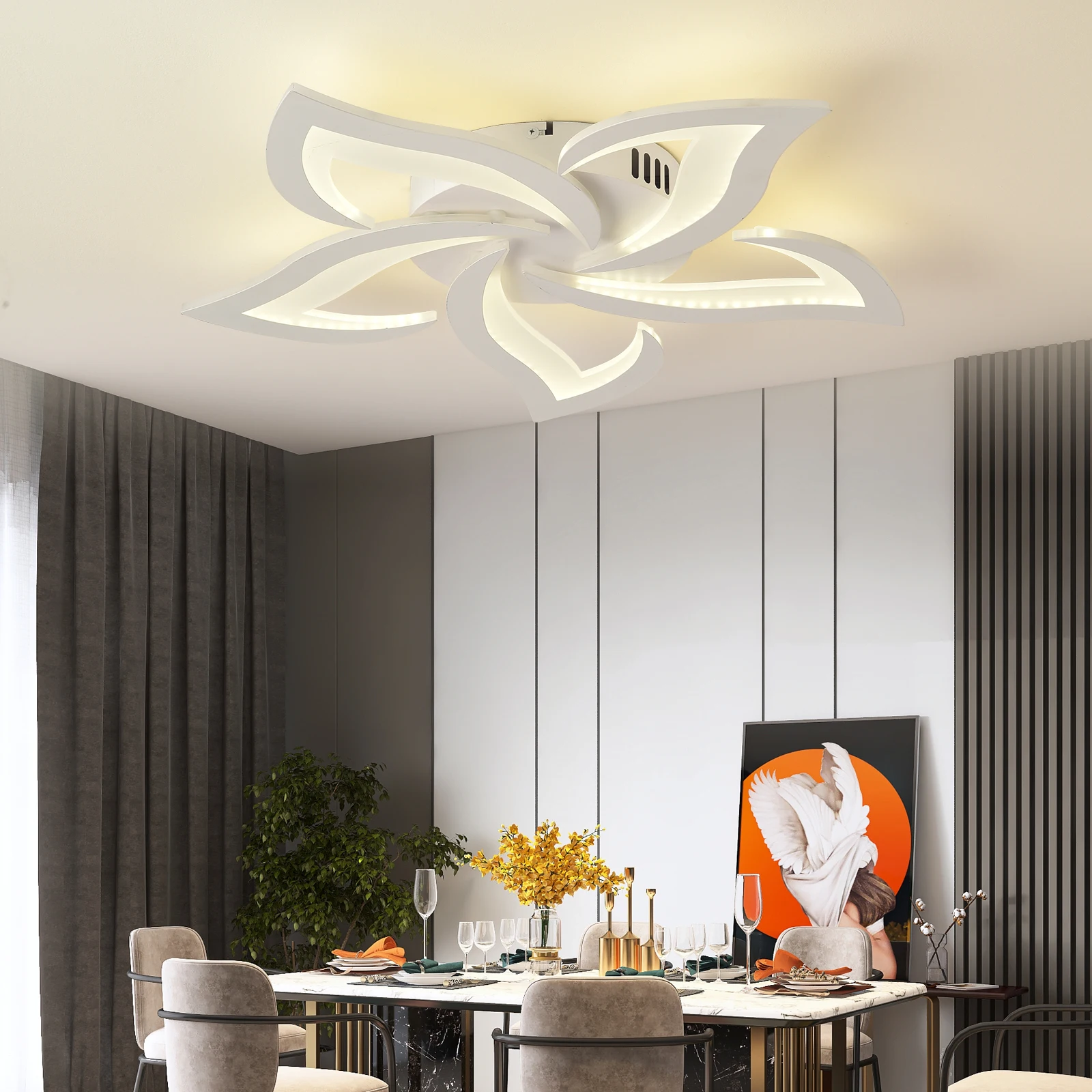 LED Ceiling Light Modern Black/White Acrylic Decor Lamp Bedroom Living Room Study Indoor Home Creativity Decorative