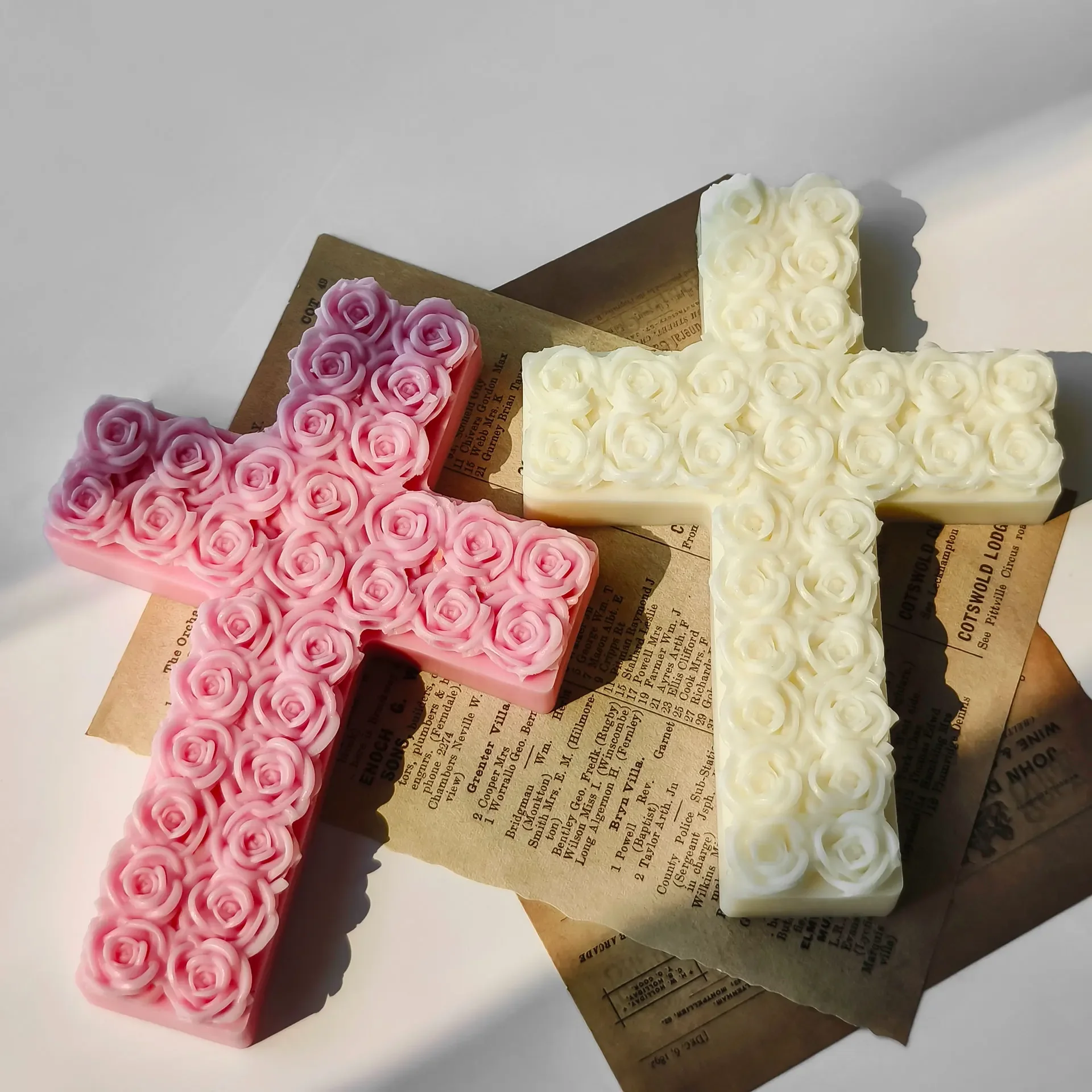 

Cross Mold Handmade Rose Cross Aroma Plaster Candle Mould Soap Candle Making Supplies