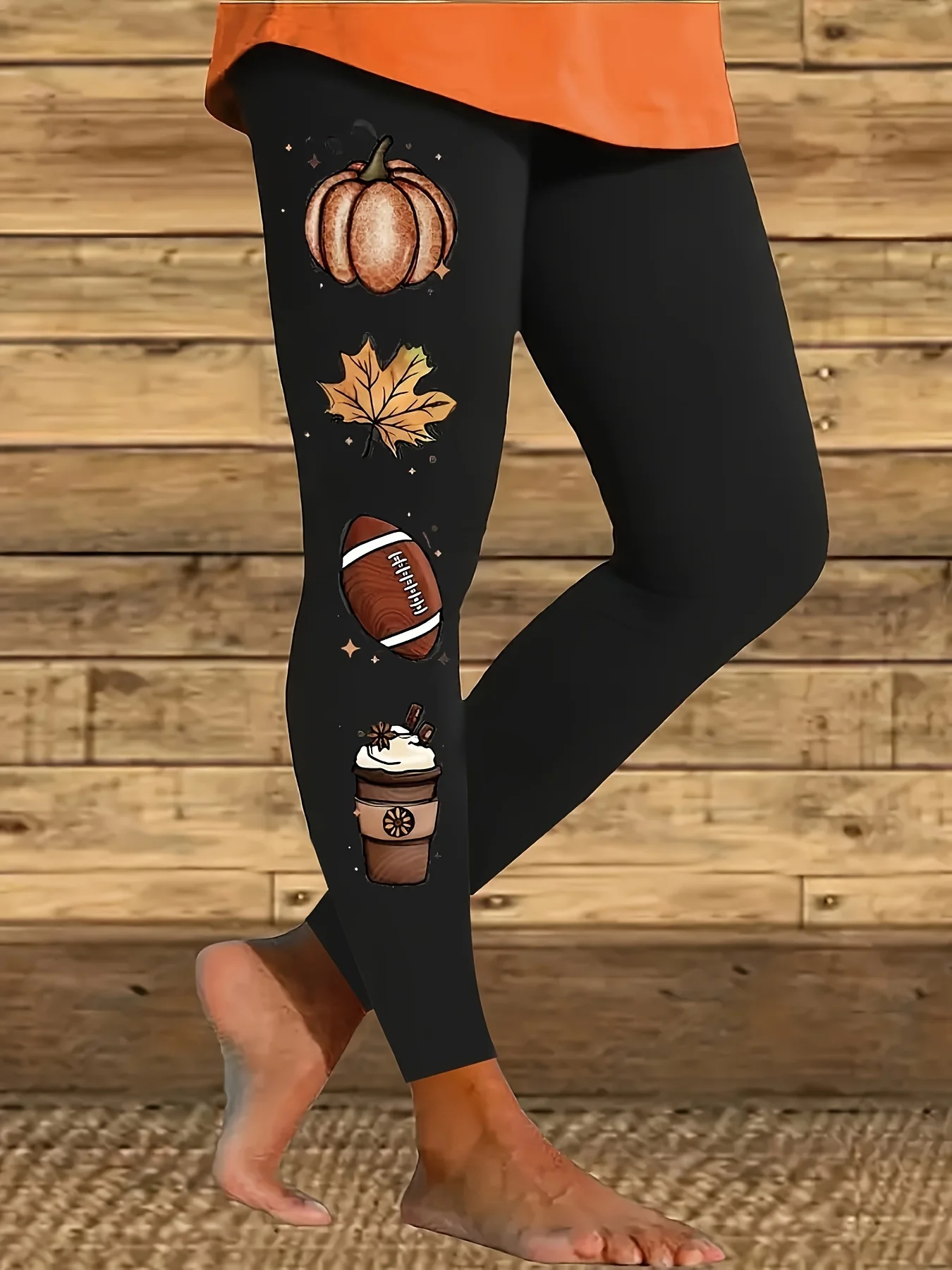 502 Figure-Flattering, Women's High-Stretch Geometric Print Leggings - Casual, All-Season Wear, Machine Washable