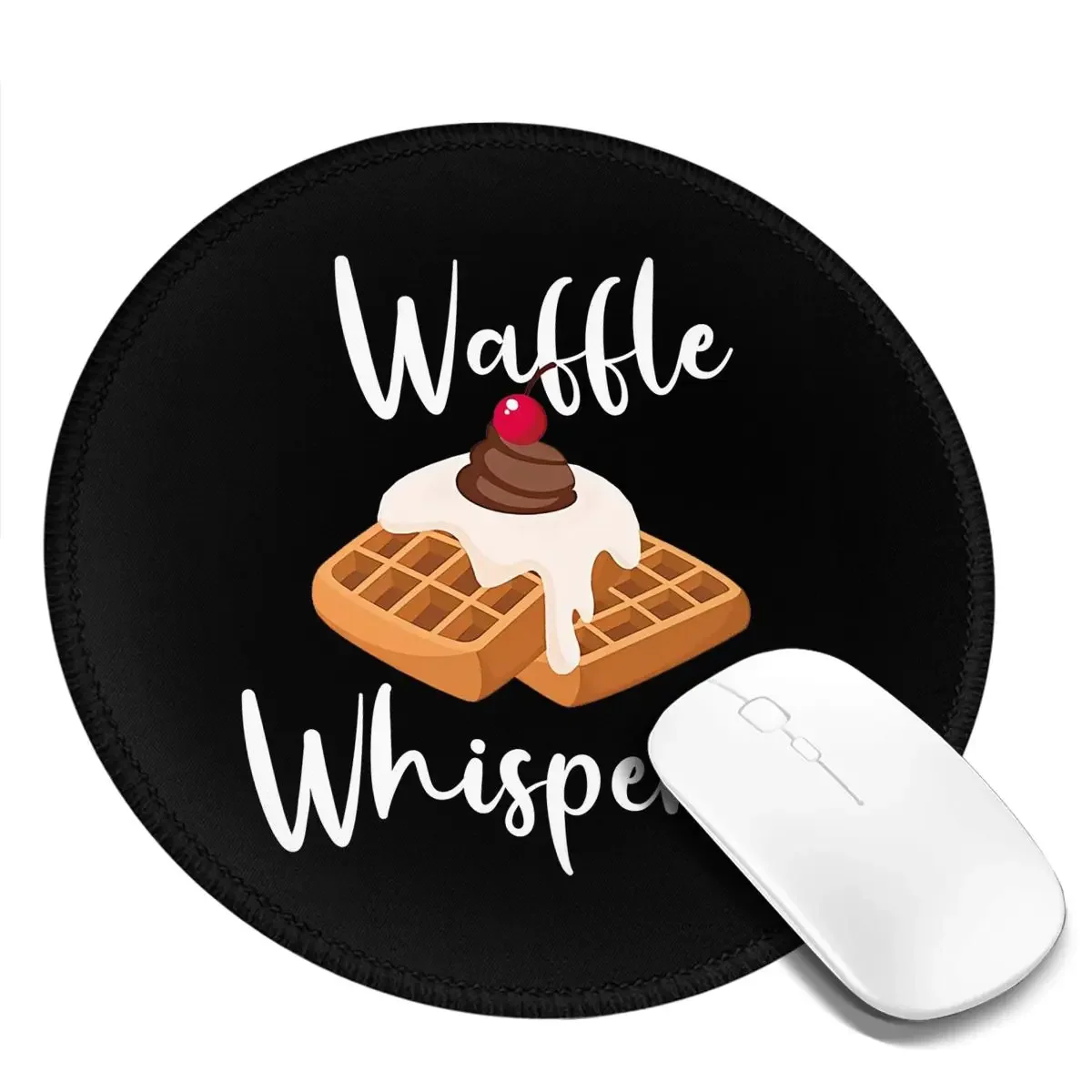 Waffle Whisperer Round Mouse Pad Computer Keyboard Mouse Mat Gamer Laptop Desk Mat Office Table Mats