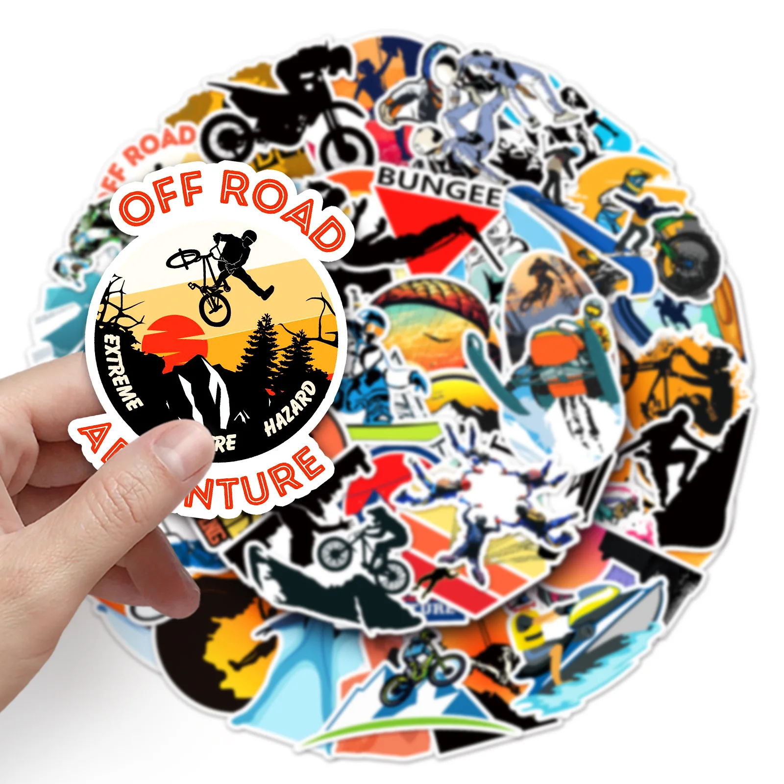 10/30/50PCS Extreme Sports Sticker Sports Climbing Parachute Motorcycle Waterproof Graffiti DIY Bicycle Skateboard Children Toy