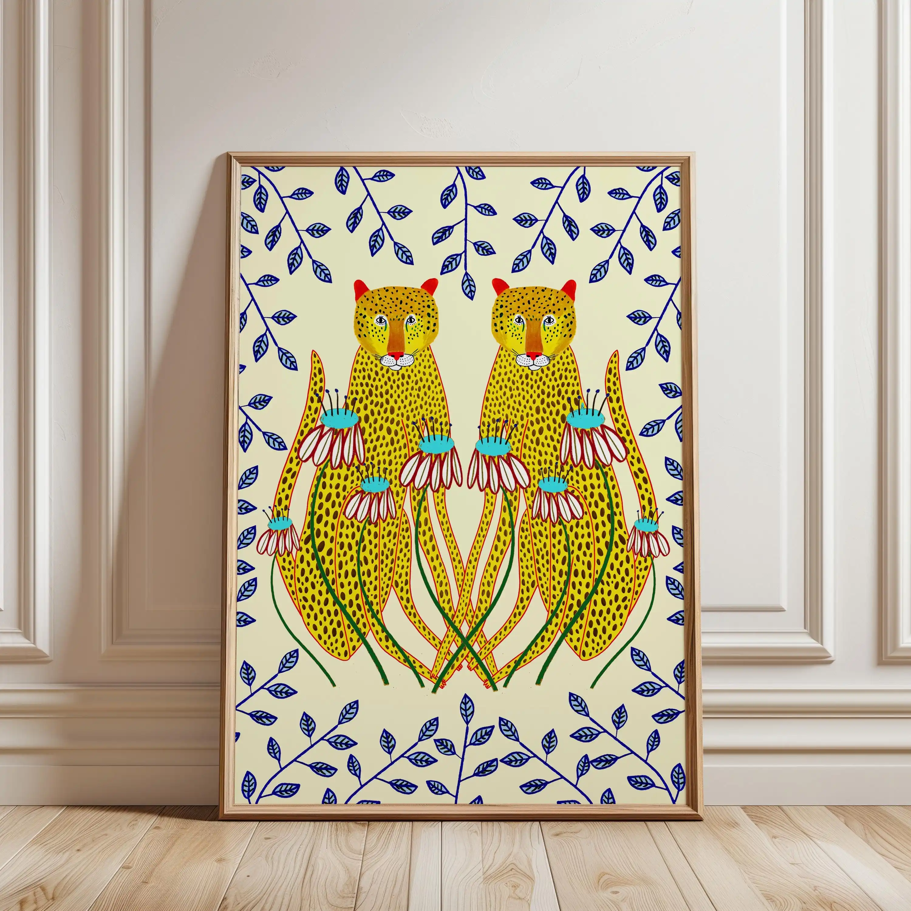 Leopard Lovers Art Print, Home Decor, Wall Decoration, Gift for Her Kitchen, Bedroom and Living Room, House Warming, Animal Art