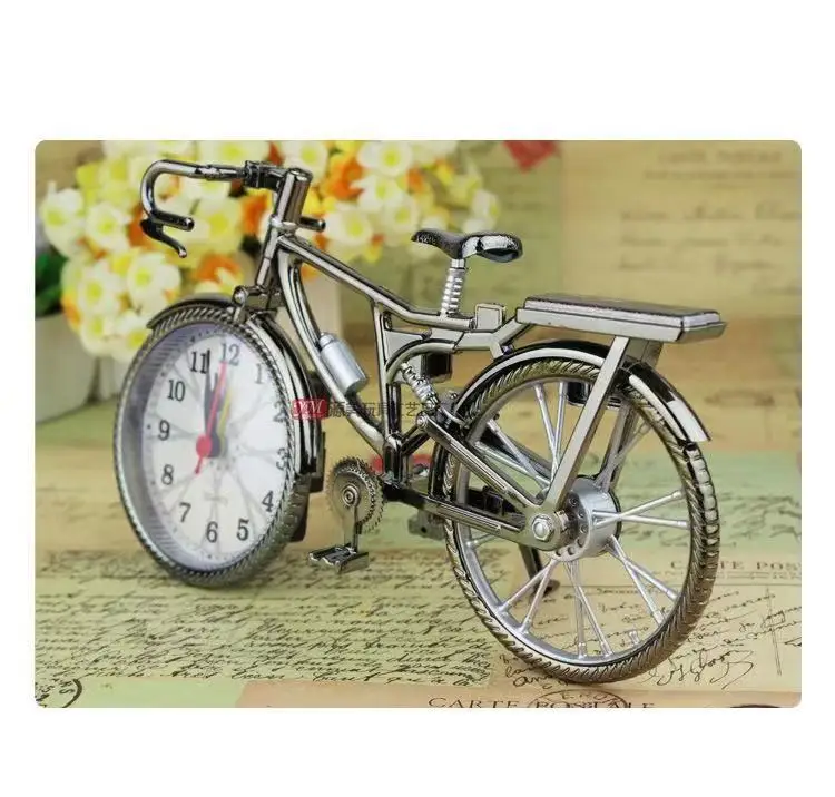 Retro Numeral Bicycle Shape Creative Table Alarm Clock Home Living Room Decoration Bedside Clock Desktop Display Crafts Gift
