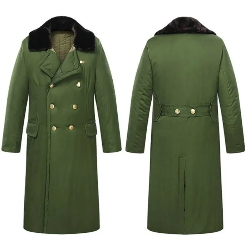 Military Coat Long Cotton Coat Military Green Cotton Coat Windproof Warm and Cold Resistant Work Clothes Winter