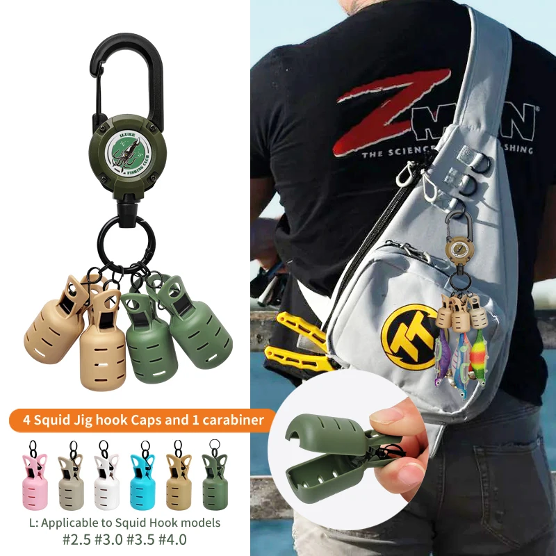 New portable telescopic wooden shrimp buckle Protective Cover EGI Squid Jig Hook Cover Octopus Cuttlefish Hook Safety  Tackle