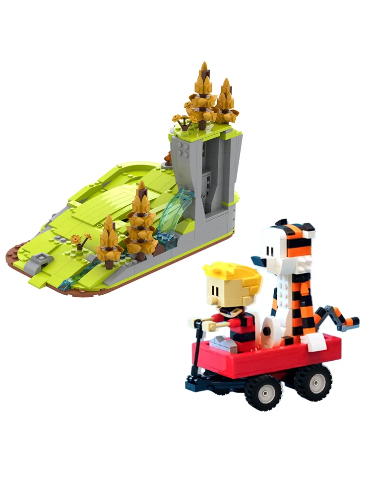 MOC Calvined en Hobbes Bouwstenen Model Klassieke Comic Book Figuur Cartoon Tijger Bakstenen Montage Speelgoed Kinderen Verjaardagscadeautjes - afbeelding 2