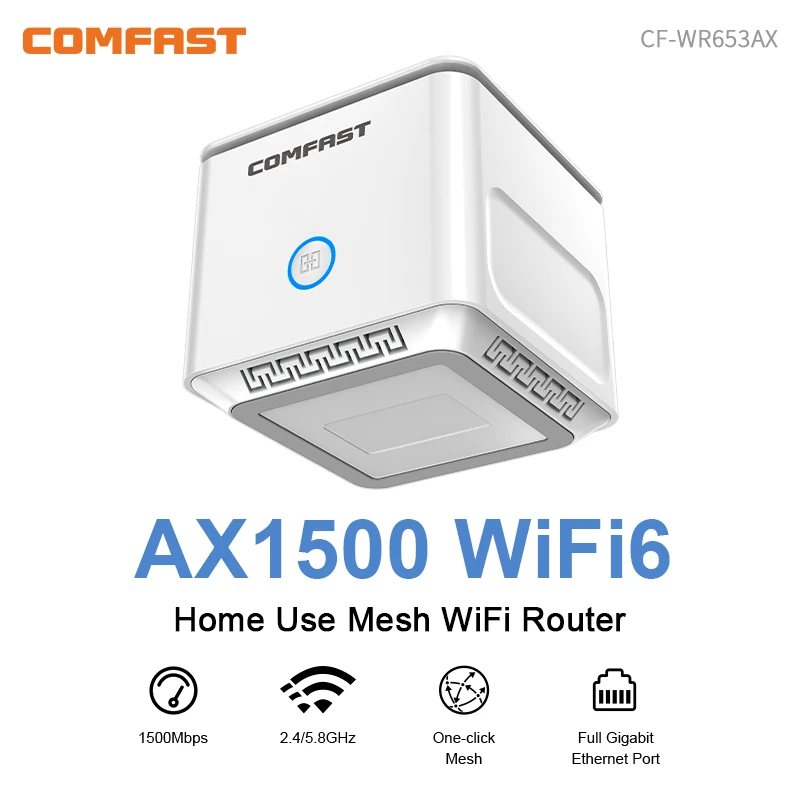 WiFi 6 Mesh Gigabit Router AX1500 2.4G&5.8GHz Wireless Roteador Whole Home Coverage Extender WPA3 Easy Setup CF-WR653AX