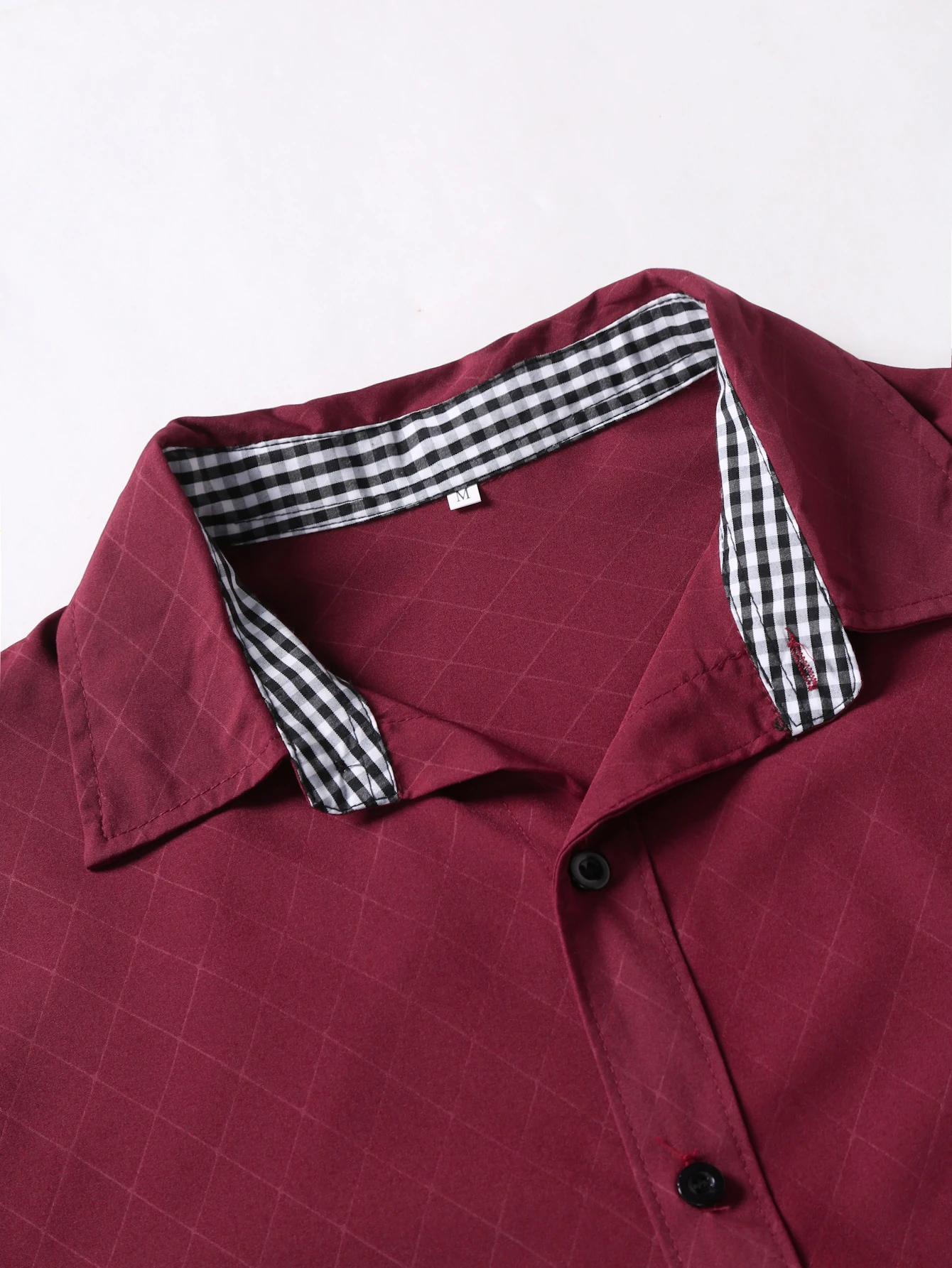 Camicia a maniche lunghe color block casual da lavoro da uomo, elegante abbigliamento da ufficio, comodo tessuto di cotone perfetto per l'uso quotidiano
