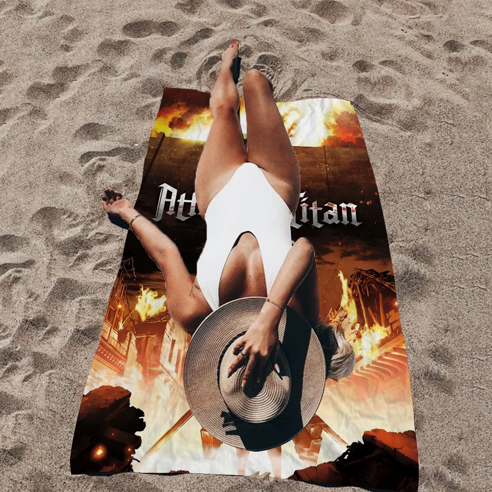 

Attack On Titan Microfiber Blanket Quick Drying Beach Towels Oversized Printing Super Absorbent Pool Towel Blanket