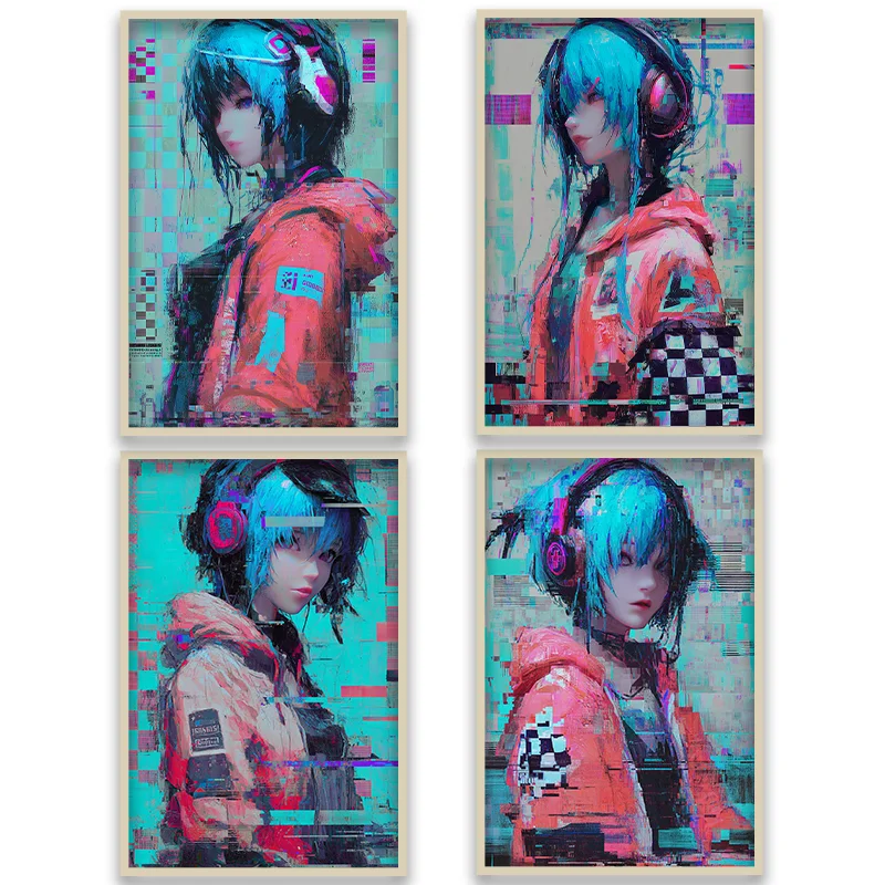 

Cyberpunk Style Future Character Canvas Decorative Painting Wall Decoration for Esports Room Trendy Cool Studio