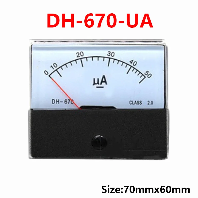 DH-670 Egyenáram ua Analóg microammeter Ablaktábla Amper Fogyasztásmérő aktuális Fogyasztásmérő aktuális teszter Egyenáram 50ua 100ua 200ua 300ua 500ua 1000ua