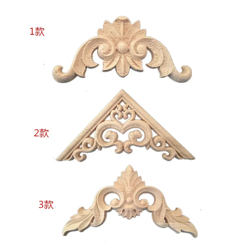 wood carving solid wood applique European corner flower, background wall, cabinet door decoration diagonal flower, fine carving