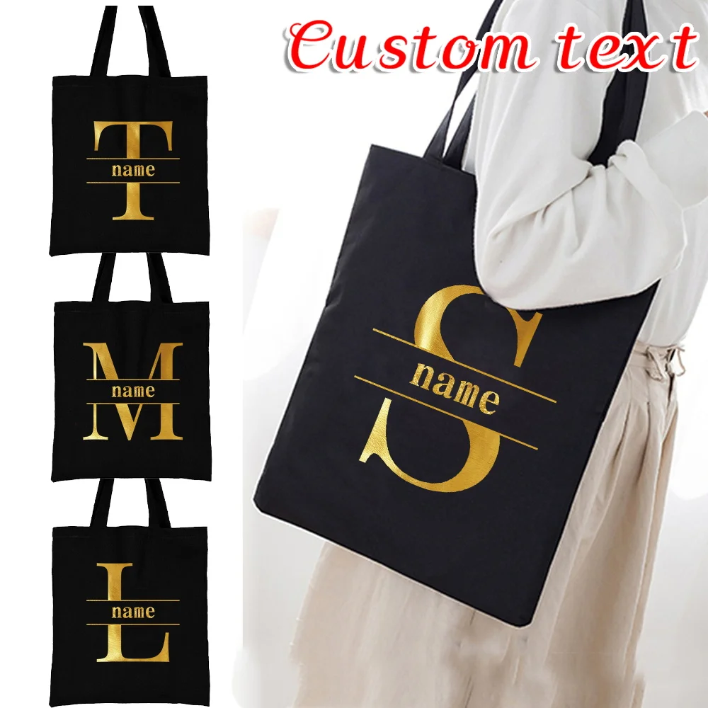 

Персонализированная холщовая сумка с именем по индивидуальному заказу, пакет для хранения большой емкости, складная сумка для покупок, многофункциональные сумки для путешествий