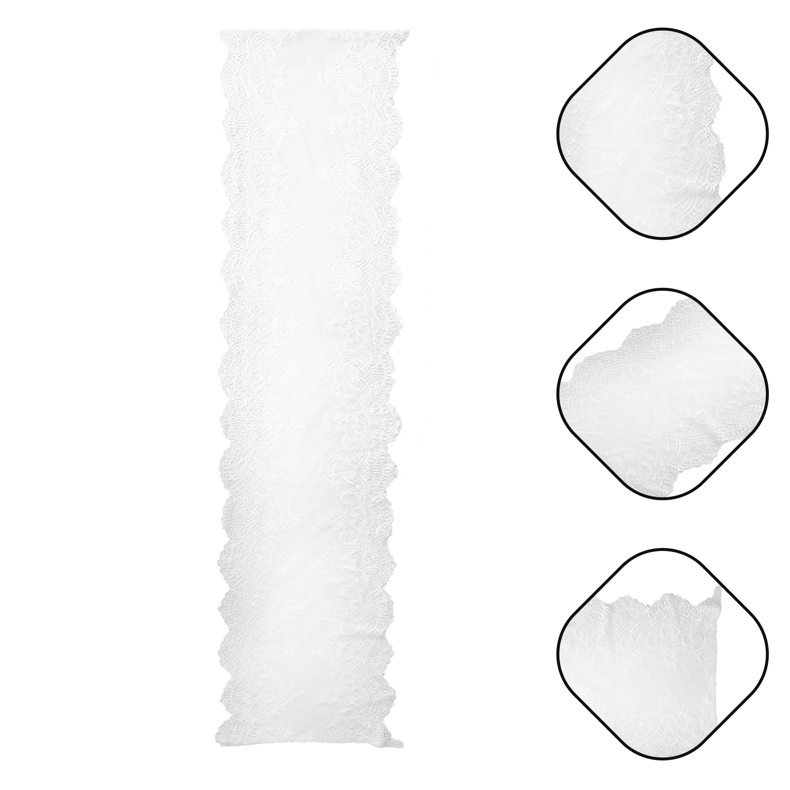 

Lace Table Runner White Embroidered Dust Proof Wedding Party Decorations Tablecloth Classic Elegant Fine Workmanship Easy Clean