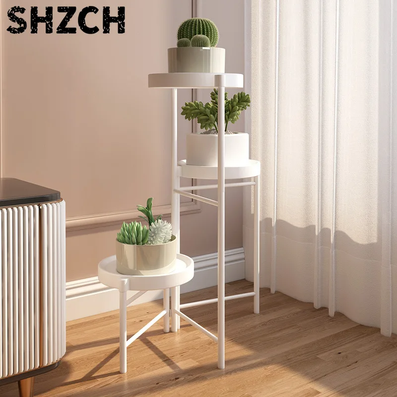 Simple Folding Wrought Iron Flower Stand Balcony Indoor Metal Plant Stand Manufacturer Wholesale Floor Small Potted Plant Stand