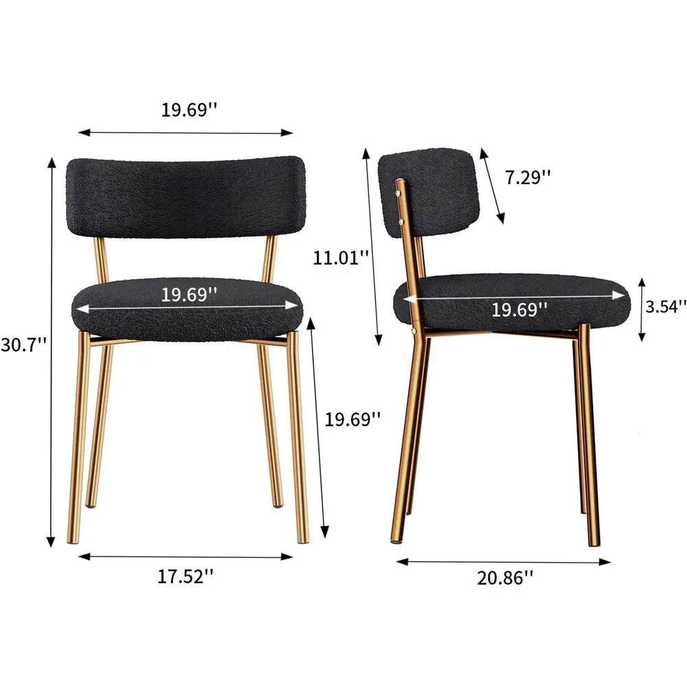 طقم كراسي طعام شيربا منجدة حديثة مكونة من 4 قطع من منتصف القرن مع ظهر منحني وأرجل معدنية #2