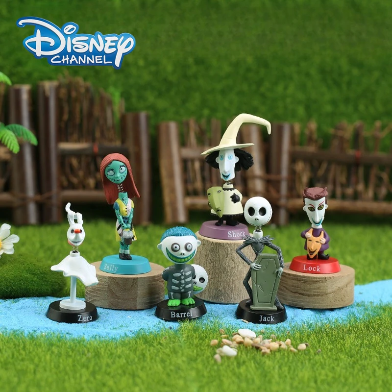 

Disney Figurine Jack The Nightmare Before Christmas Horror Figure Halloween Shake Head Doll Car Desktop Ornament 6 Toys Gifts