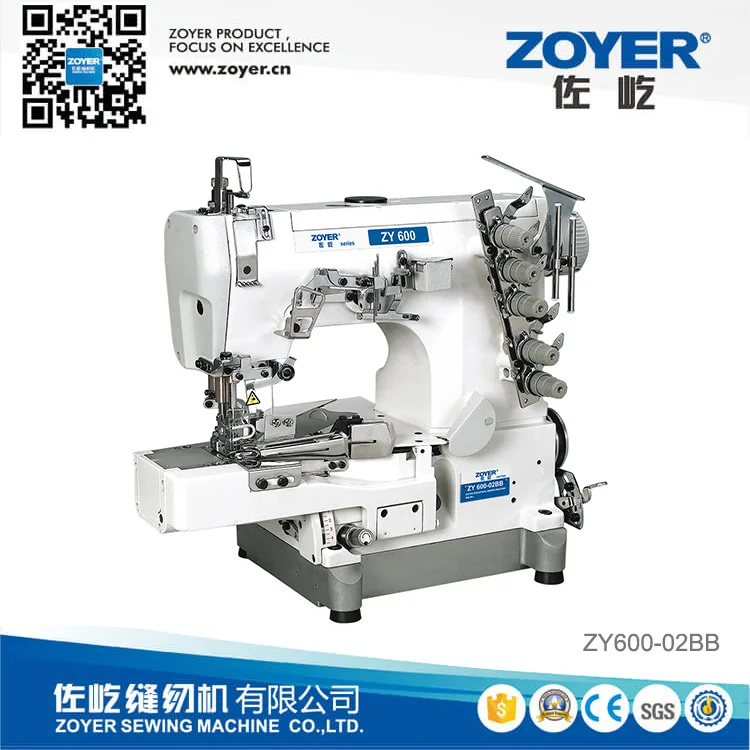 ZY600-02BB Zoyer Cylinder Bed Rolled-edge Stretch Industrial Cover Stitch Interlock Sewing Machine