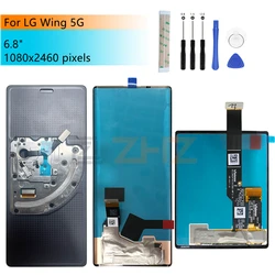 For LG Wing 5G LCD Display Touch Screen Digitizer Assembly With Frame LMF100N Display Replacement Repair Parts