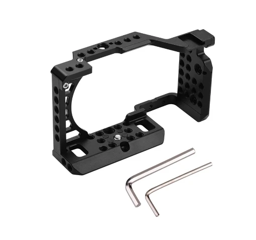 Aluminum Alloy Camera Cage Rig With Cold Shoe Mount 1/4 3/8 Threaded Holes For Sony A6000 A6100 A6400 A6500