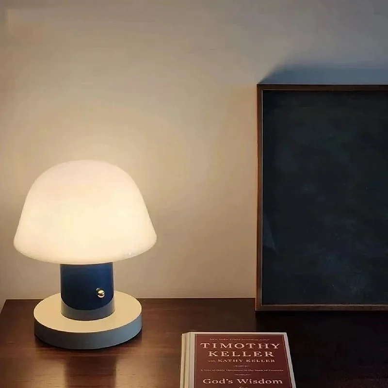 Modern Mushroom Table Lamp USB Rechargeable LED Touch Night Light Warm Ambient Desk Light for Bedroom Living Room Cafe Decor