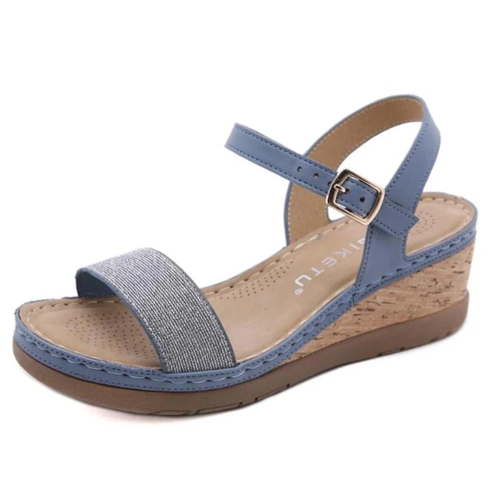 TIMETANGSummer slope heel sandals women's new lightweight mid-heeled middle-aged mother loose and comfortable large size41sandal