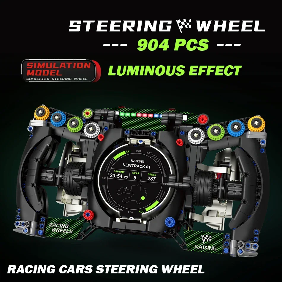 NEW Technical GT Racing Cars Simulated Steering Wheel Building Blocks Toys Adults Bricks Phone Holder Luminous Effect Kids Gifts