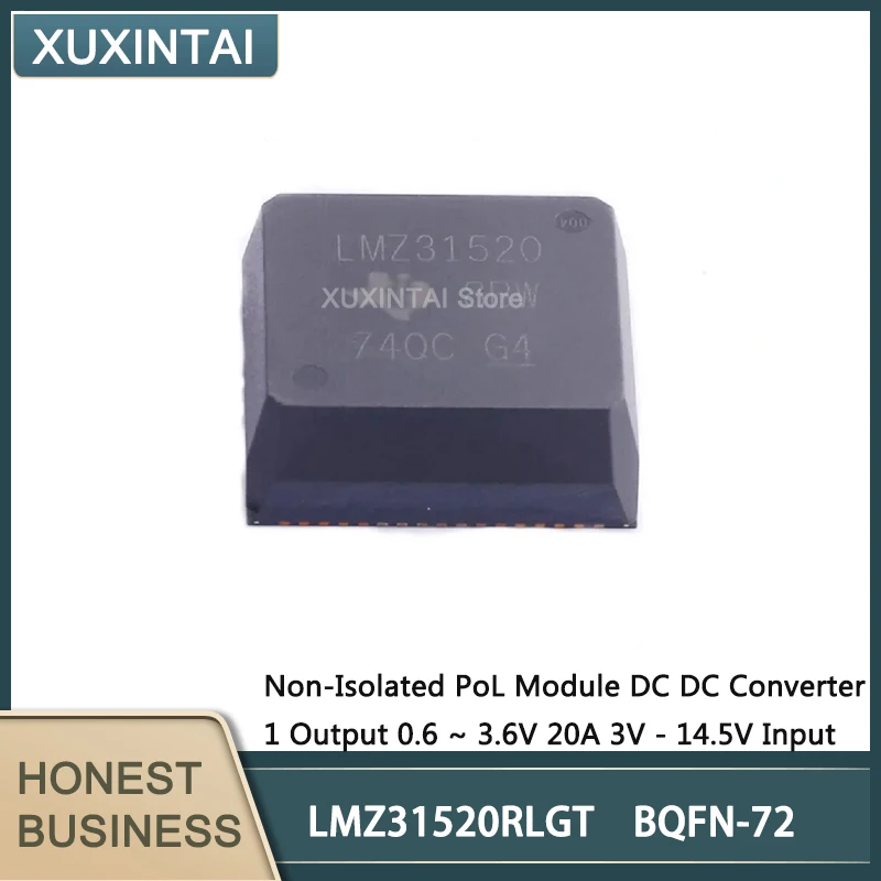 5Pcs/Lot  New Original   LMZ31520RLGT LMZ31520 DC DC Converter 1 Output 0.6 ~ 3.6V 20A 3V - 14.5V Input  72W  BQFN-72