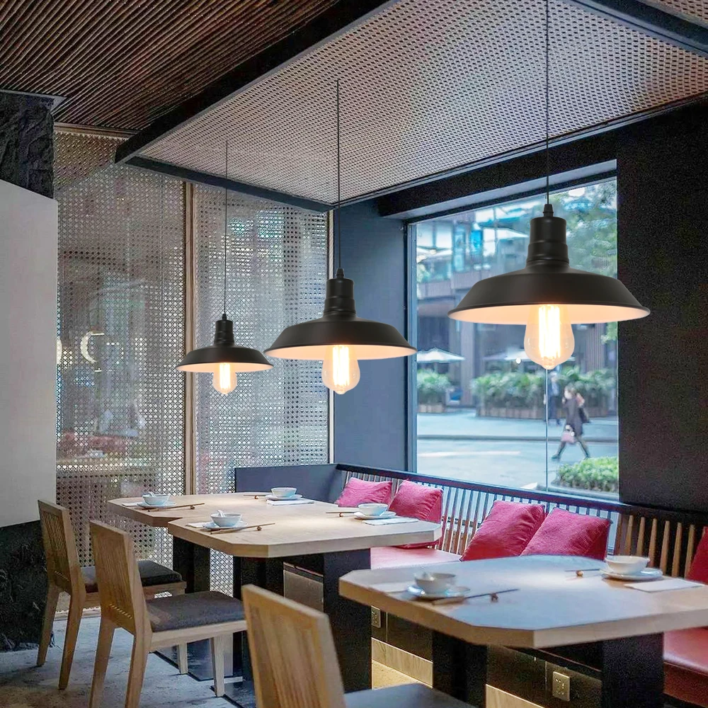 Vintage LED Iron Lampshade Retro Chandeliers Pendant Lights for Loft Kitchen Dining Bedroom Home Indoor Lighting Hanging Lamp