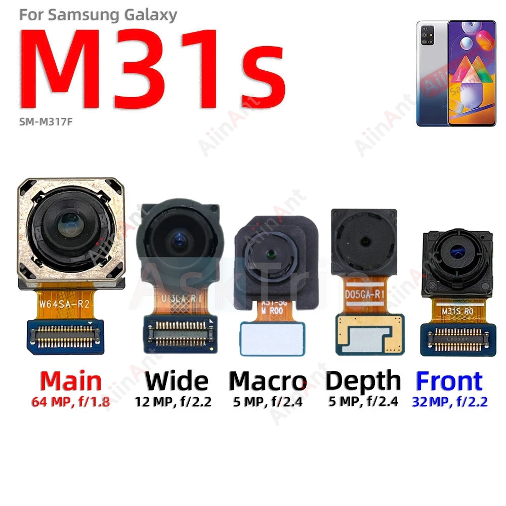 Macro Depth Wide Main Small Front Back Rear Camera Flex Cable For Samsung Galaxy M30 M30s M31 M31s M305F M307F 4G 5G