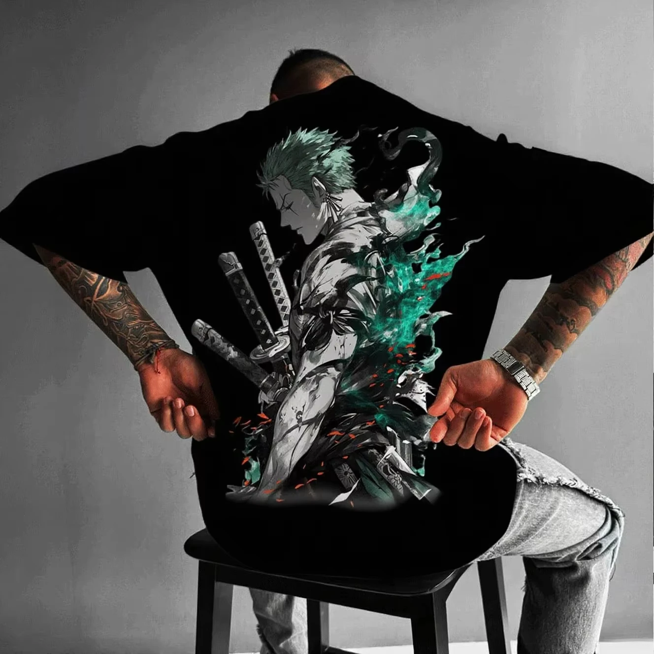 One Piece Zoro Anime Men's Short Sleeve T-shirt New Summer Cotton Streetwear Casual Top Graphic Tee Y2k Clothes Unisex