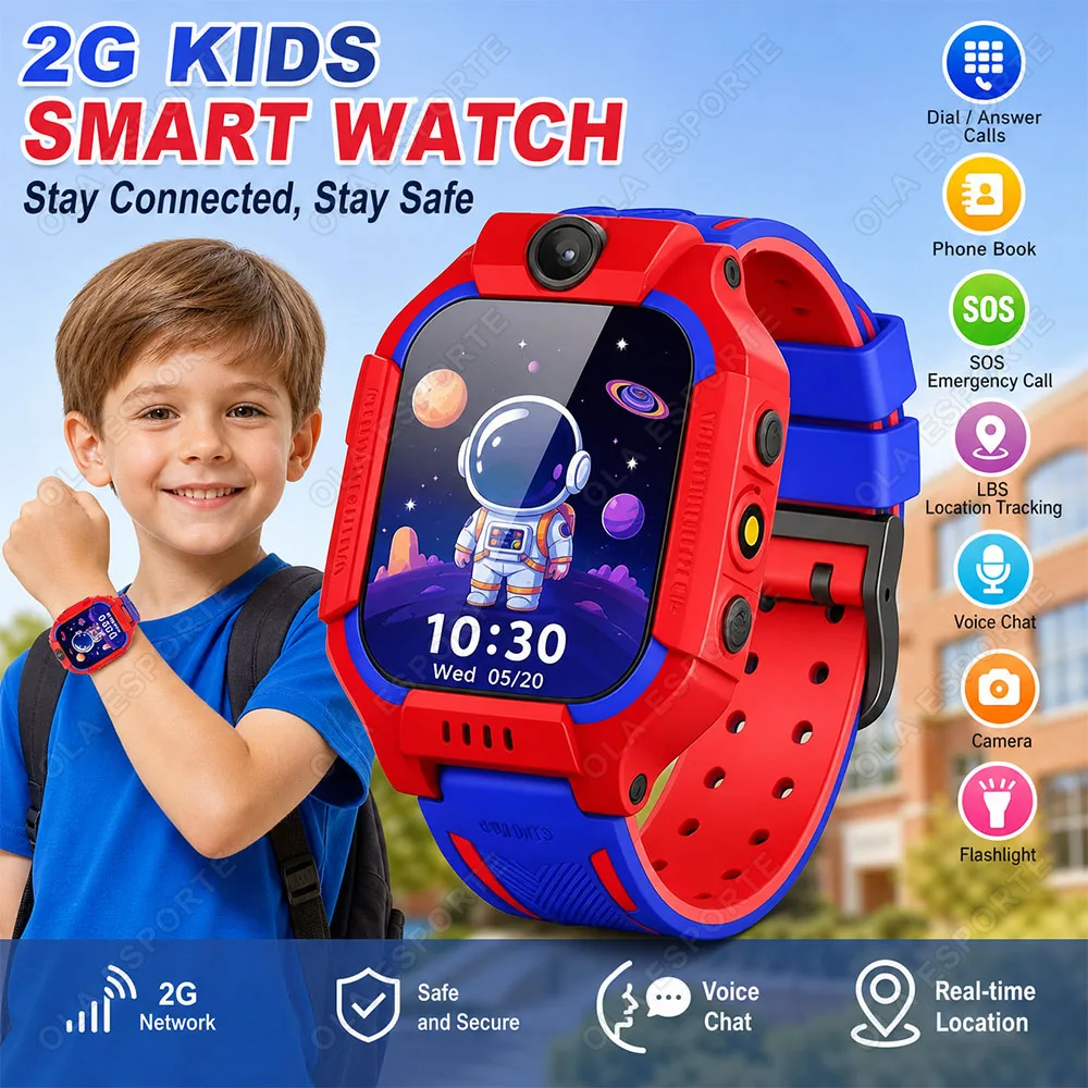 Kids Smart Watch SOS LBS Location Tracking SIM Card Two Way Call with Camera Flashlight Children Smartwatch Christmas Gift H10