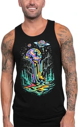 3D Black Graffiti Tank For Men's Summer Street Quick-dry Man Vest Sleeveless Round-Neck Plus Size Tops 6XL Sports Tank Tops