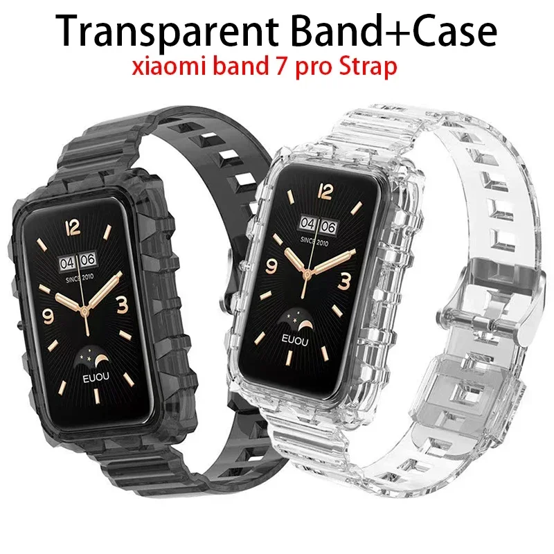 Transparent Strap For Xiaomi Mi Band 7 pro Soft Silicone Replacement TPU Watchband+Case 2 in 1 sport Bracelet Xiomi miband 7pro