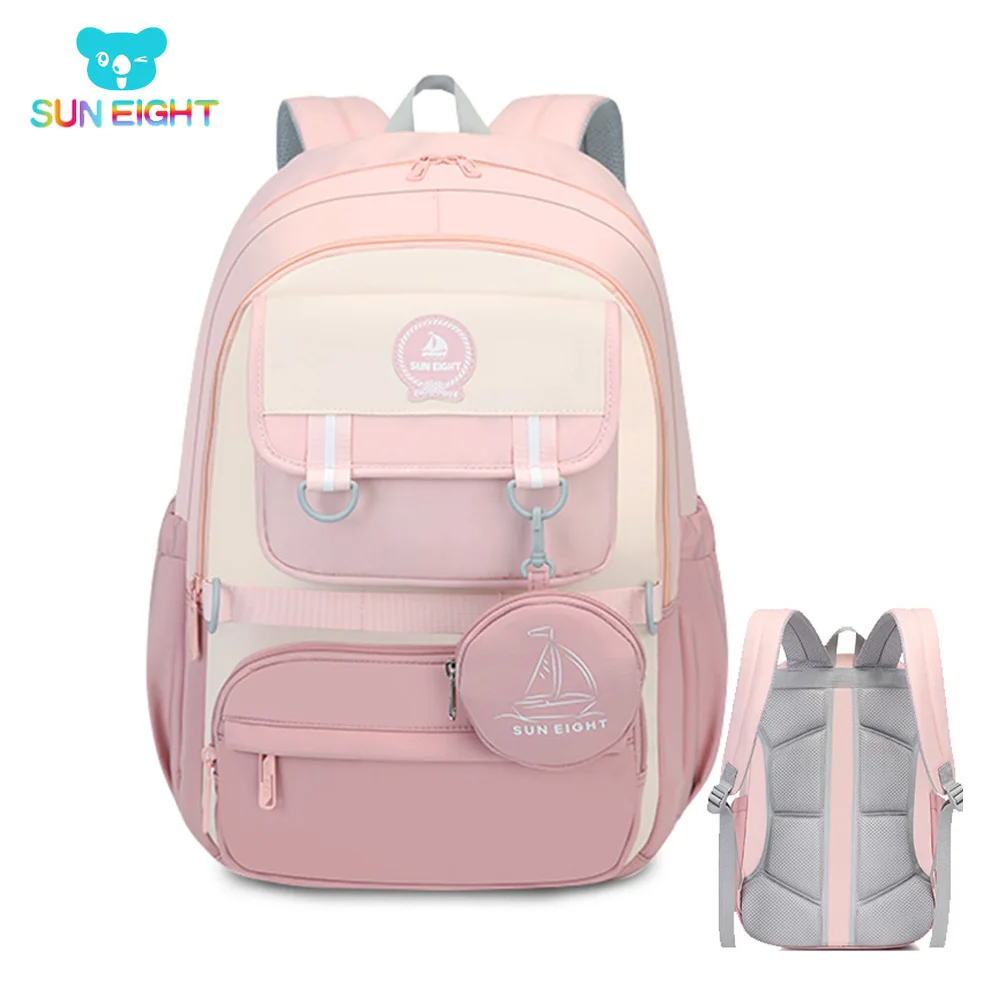 

SUN EIGHT 19inch Casual Women Backpack Waterproof Nylon Senior School Bags Travel Bag College Student Backpacks