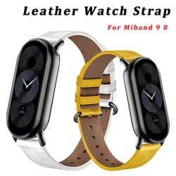Leather Bracelet for Xiaomi Mi Band 9 8 Strap 8 NFC Accessories Sport Nylon SmartWatch Wristband belt correa Mi Band 8 9 strap